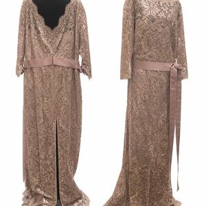 Tadashi Shoji Sequin Lace Dress in Taupe